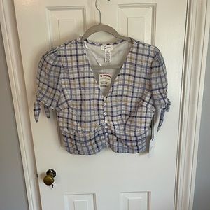 Yellow/blue womens blouse